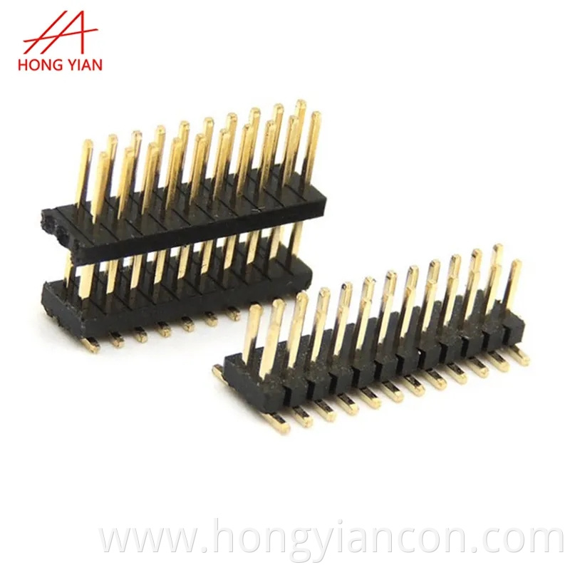Crimp-on pin-row connectors